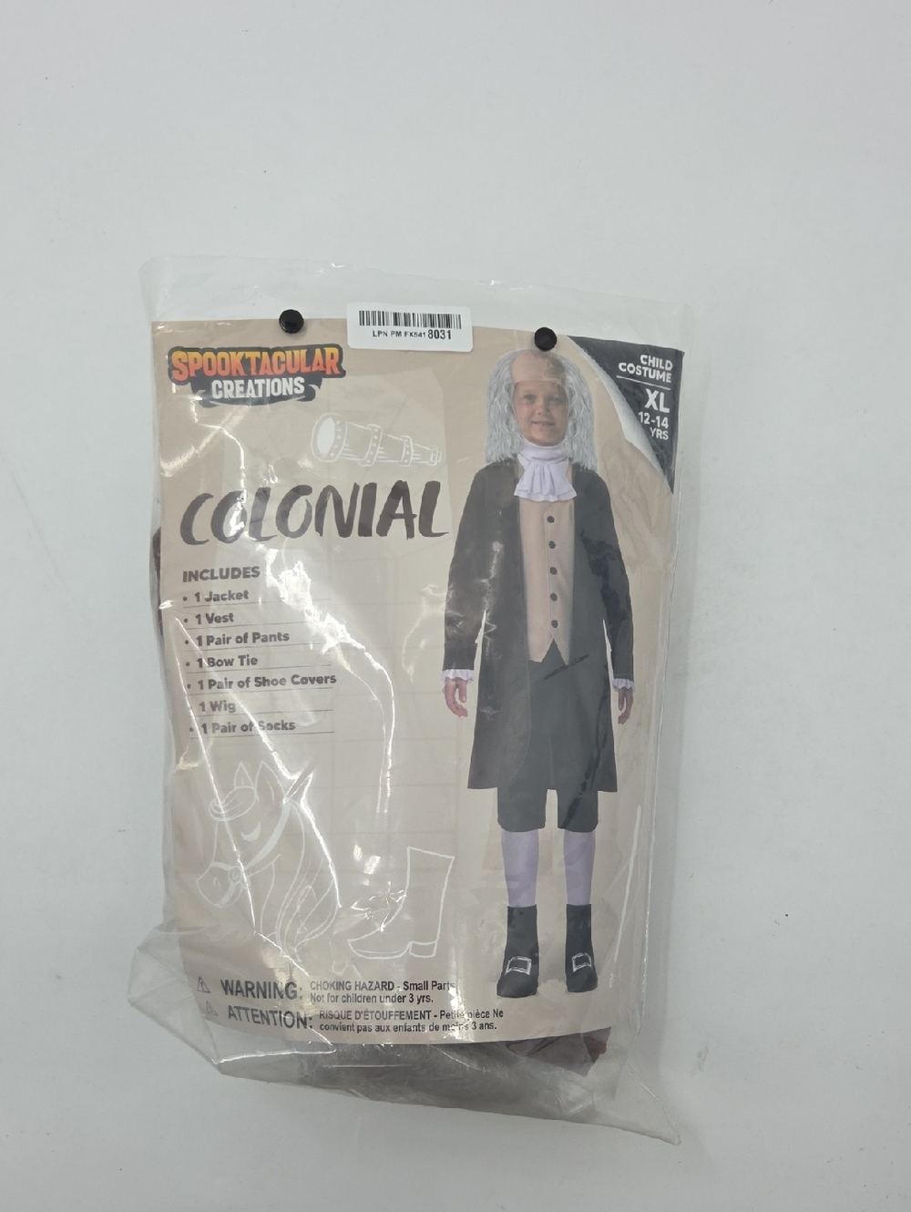 Children's Colonial Gentleman Costume (Socks Not Included) Ben Franklin Wig